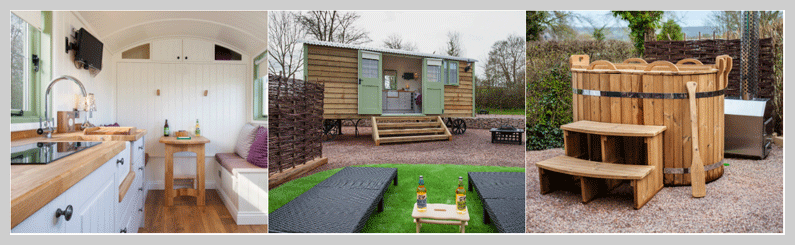 luxury shepherd hut glamping with hot tub glastonbury